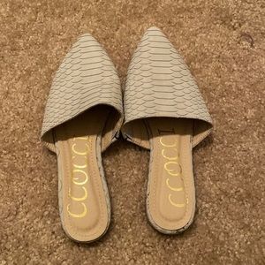 Snakeskin Gray Mules